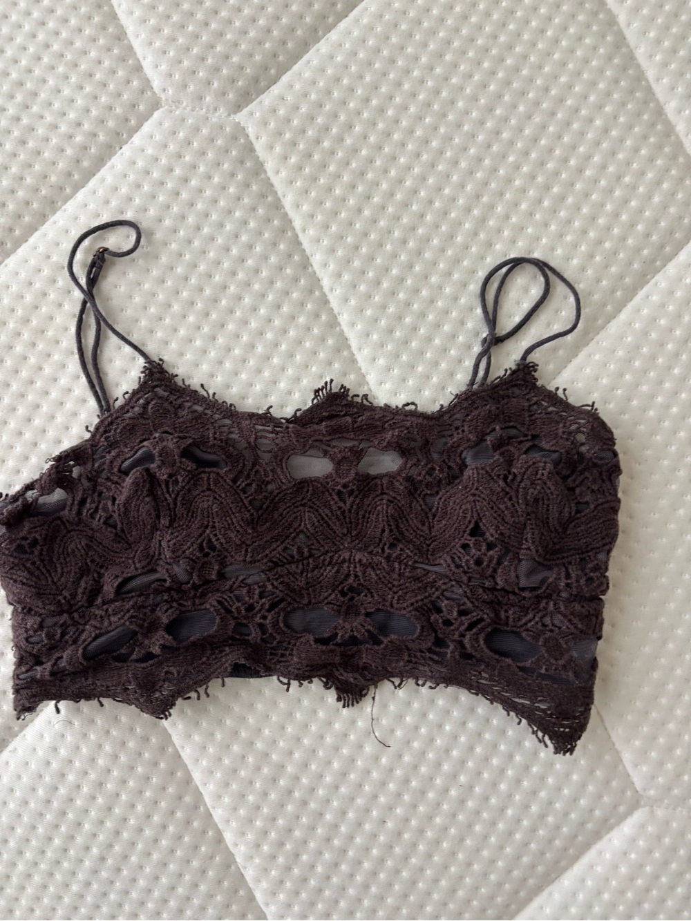 Free People Lace Crochet Bralette - Dark Brown
